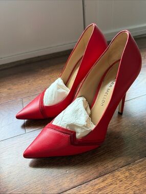 Tamara Mellon Red Pointed Leather Stiletto Heels
